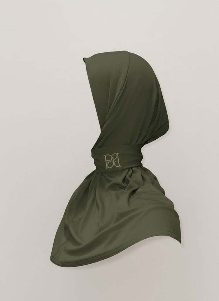 Instant hijab dark olive