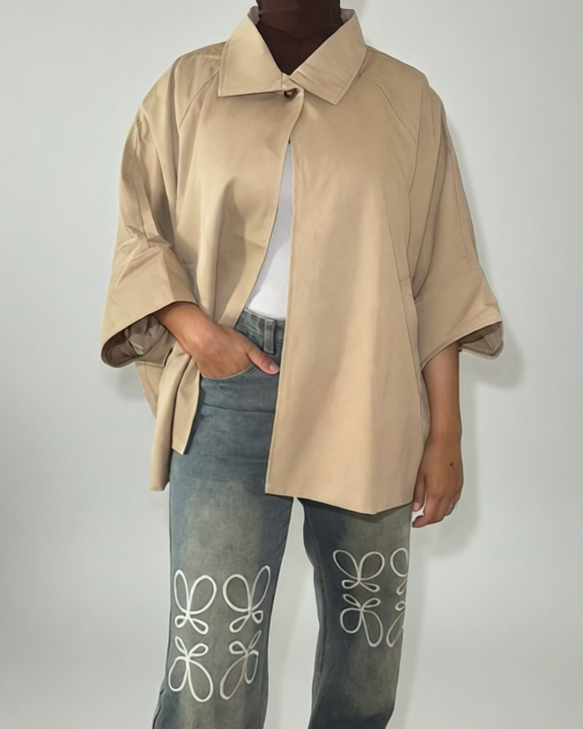 Trench cape short beige