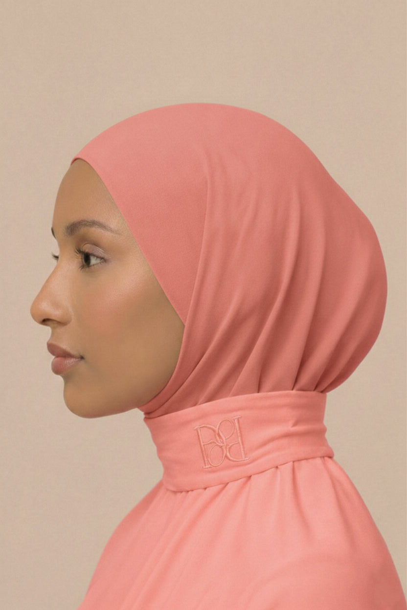 Instant hijab coral peach