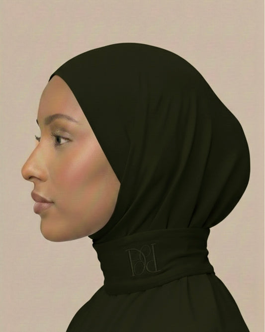 Instant hijab dark olive