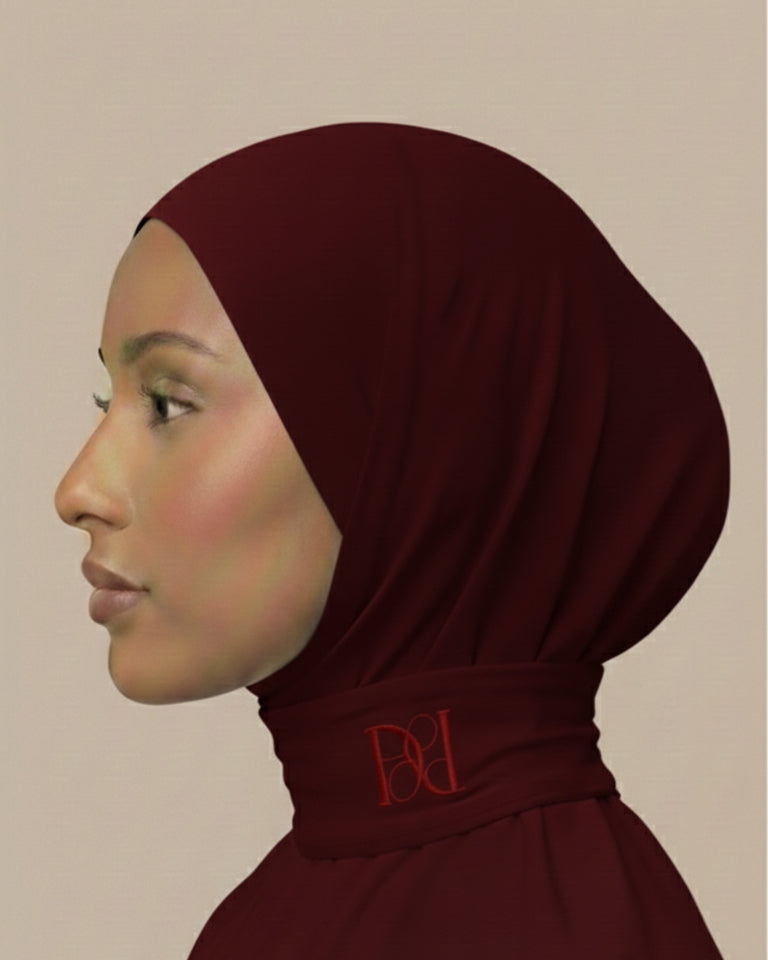 Instant hijab dark cherry