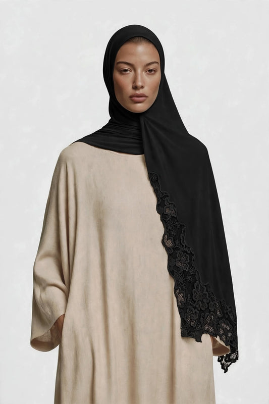Lace hijab black
